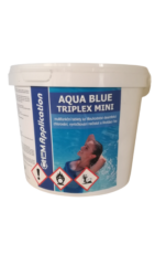 Aqua Blue triplex Mini Multifunkční  minitablety pro úpravu bazénové vody 3 kg - Aqua Blue Triplex 3kg je pomalu rozpustn tfunkn ppravek pro itn baznu ve form tablet. Obsahuje sloky pro dezinfekci, vyvlokovn a proti tvorb as.